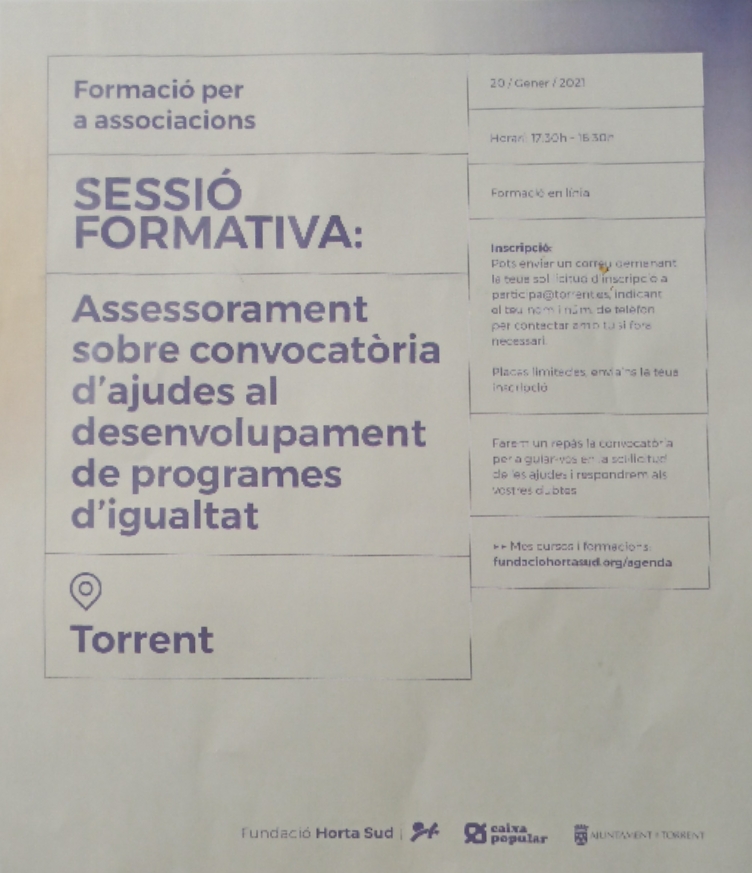 Torrent assessorarà les associacions de dones del municipi per a optar a ajudes de fins a 15.000€